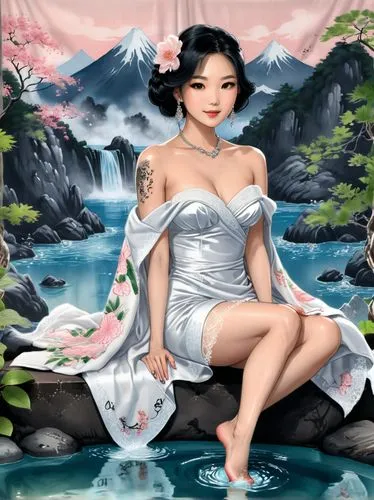 oriental princess,xiaofei,oriental painting,koreana,oriental girl,asian woman,Illustration,Paper based,Paper Based 30