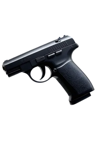 Realistic handgun, metallic black, detailed texture, smoke effect, muzzle flash, dynamic lighting, close-up shot, shallow depth of field, bold composition, cinematic sound design, intense atmosphere.,