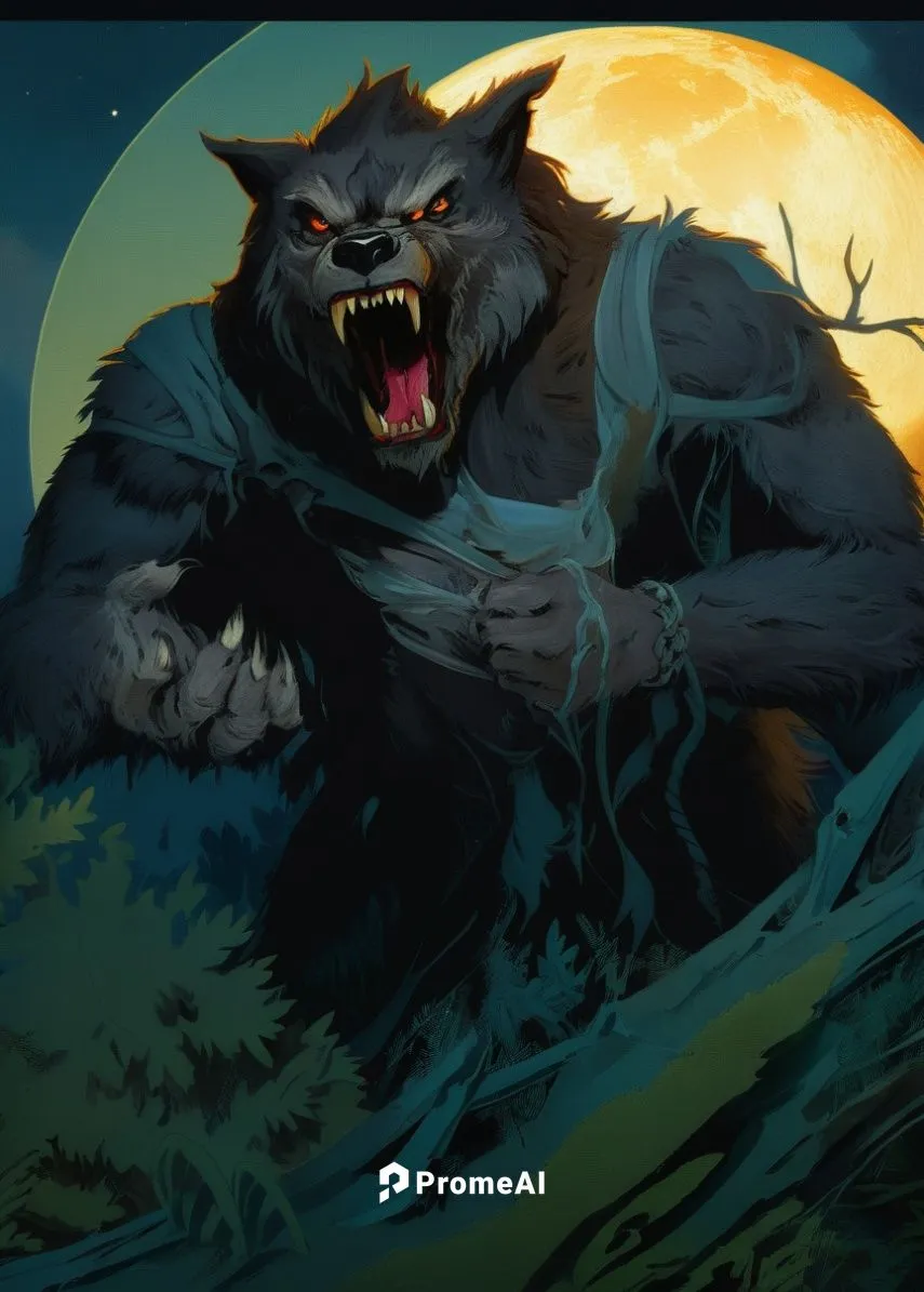 an angry werewolf,werewolf,werewolves,wolfman,snarling,howling wolf,full moon,roaring,big moon,king kong,leopard's bane,canis panther,moonlit night,ursa,constellation wolf,halloween background,moonlit