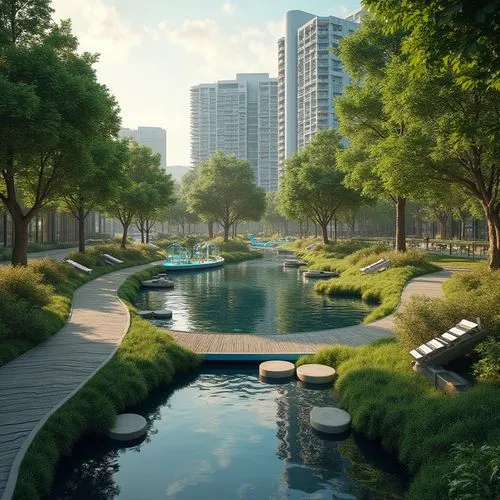 songdo,waterplace,zorlu,urban park,biopolis,riverwoods,sathon,xujiahui,buangan,waterview,shekou,streamwood,huzhou,capitaland,punggol,inlet place,landscaped,parkroyal,suzhou,herman park,Photography,General,Realistic