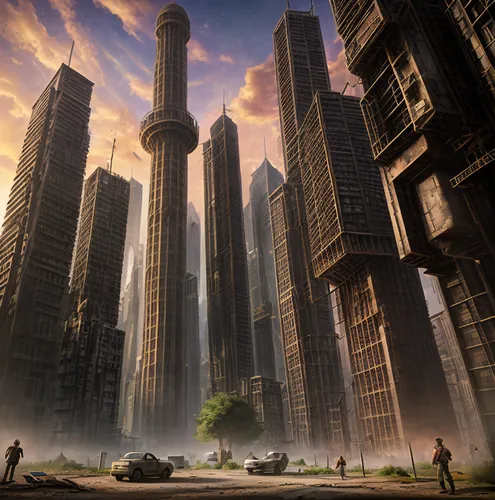 post-apocalyptic landscape,destroyed city,black city,urbanization,dystopian,post apocalyptic,futuristic landscape,high-rises,ancient city,post-apocalypse,urban development,fantasy city,city scape,sci 