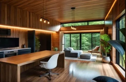 interior modern design,cabin,wood casework,modern room,paneling,contemporary decor,mid century house,modern office,bohlin,prefab,modern decor,modern living room,electrohome,forest house,modern kitchen interior,cubic house,small cabin,timber house,cube house,interior design