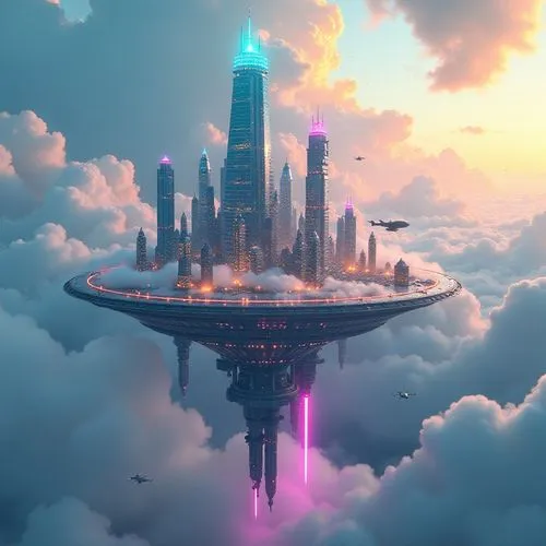 futuristic landscape,fantasy city,skycraper,sky space concept,cloudmont,sky city,Conceptual Art,Fantasy,Fantasy 23