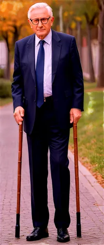 Elderly man, senior citizen, white hair, wrinkles, glasses, formal wear, suit, tie, walking stick, serious expression, gentle smile, outdoor photography, natural lighting, soft focus, warm color tone,