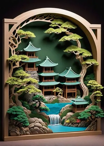 japanese garden ornament,japanese zen garden,diorama,japanese shrine,miniland,japanese-style room,japanese garden,zen garden,japanese background,ryokan,cool woodblock images,bonsai,dojo,japan garden,paper art,ryokans,kyoto,japan landscape,japanese art,bonsai tree,Unique,Paper Cuts,Paper Cuts 10