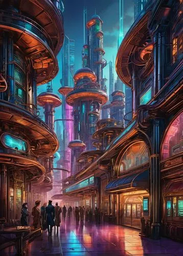 fantasy city,coruscant,futuristic landscape,cybercity,cybertown,metropolis,cyberia,cyberport,cyberpunk,arcology,citadels,sci fiction illustration,areopolis,cyberworld,futuristic,cityscape,colorful city,dystopian,atlantis,sci - fi,Conceptual Art,Fantasy,Fantasy 25