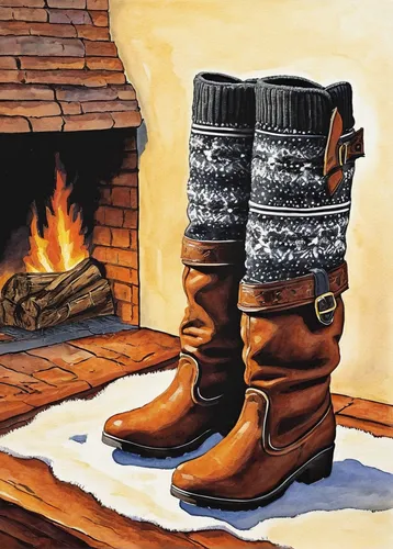 wood-burning stove,winter boots,david bates,mountain boots,wood stove,steel-toed boots,log fire,women's boots,nicholas boots,warm and cozy,hiking socks,hiking boots,plush boots,fireplaces,fire place,steel-toe boot,splint boots,warming,fireplace,colored pencil,Illustration,Black and White,Black and White 17