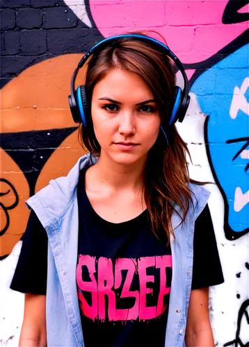 Ears plugged, painful expression, sweat droplets, messy brown hair, worn-out headphones, torn jeans, black band t-shirt, intense lighting, close-up shot, shallow depth of field, high contrast, dramati