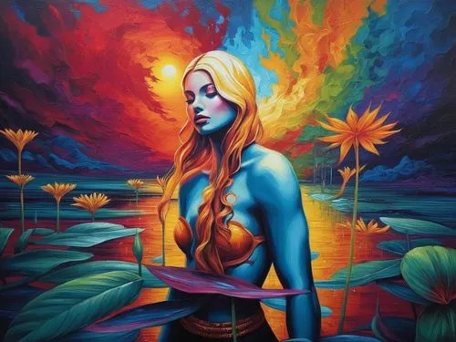 siddharta,mantra om,vibrantly,earth chakra,samsara,dakini,fantasy art,heart chakra,welin,mystical portrait of a girl,kundalini,vibrancy,yogananda,moksha,bohemian art,siddhartha,shiva,bodypainting,sacred art,chakra,Illustration,Realistic Fantasy,Realistic Fantasy 25