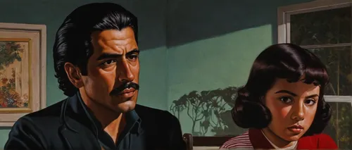 rear window,bollywood,cholado,pompadour,italian poster,spy visual,goldeneye,house painting,the girl's face,american gothic,bouffant,film poster,gone with the wind,paintings,background image,dialog,two people,mobster couple,oil painting on canvas,clue and white,Illustration,Retro,Retro 02