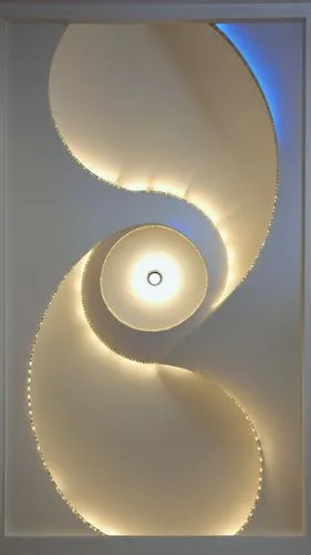 Gypsum decoration in the ceiling of a room with hidden LED lighting,light shines through a window in a room,wall light,ceiling light,wall lamp,circular staircase,foscarini,ceiling lamp,Photography,Gen