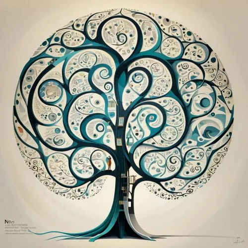 генеалогическое древо,a painting with various blue swirls in the shape of a tree,celtic tree,tree of life,flourishing tree,family tree,the branches of the tree,colorful tree of life,Conceptual Art,Sci