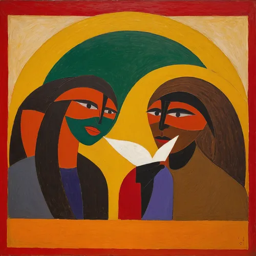 indigenous painting,khokhloma painting,indian art,aboriginal painting,two people,reconciliation,santa fe,masque,bedouin,anmatjere women,ramayana,conversation,shofar,young couple,the annunciation,tucano-toco,indigenous culture,african masks,peruvian women,indigenous australians,Art,Artistic Painting,Artistic Painting 27