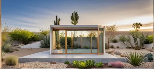 mirror house,cubic house,organ pipe cactus,cacti,gold stucco frame,mid century house,transparent window,desert plant,sonoran desert,glass panes,glass pyramid,glass window,dunes house,pool house,cactus