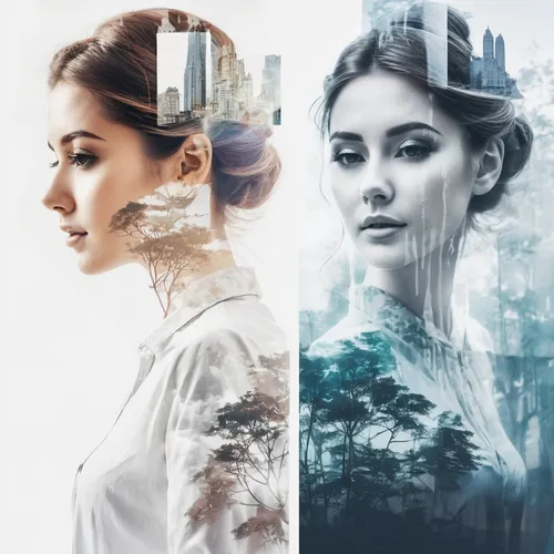 Eliminate white background in photo,double exposure,multiple exposure,photo manipulation,image manipulation,photomanipulation,four seasons,parallel worlds,digital compositing,against the current,duali