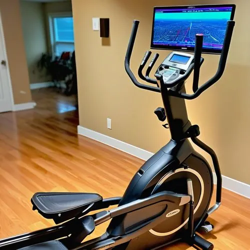 indoor cycling,elliptical trainer,indoor rower,exercise machine,stationary bicycle,exercise equipment,fitness room,recumbent bicycle,running machine,bicycle trainer,fitness center,workout equipment,treadmill,massage table,home workout,to go biking,recreation room,cycle sport,garmin,fitness coach,Photography,General,Realistic