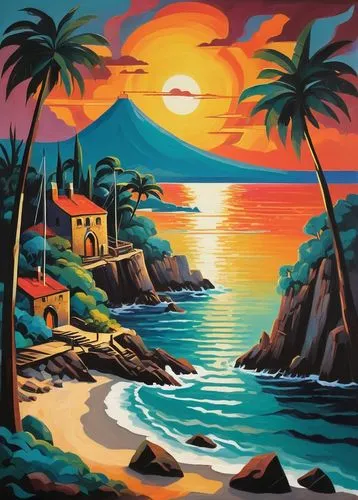 palmilla,zihuatanejo,beach landscape,coastal landscape,acapulco,tropicale,margaritaville,tropical island,hawai,tropical sea,tropicalismo,tropical beach,ixtapa,waikoloa,hualalai,paraiso,mazatlan,an island far away landscape,tropicalia,dominica,Art,Artistic Painting,Artistic Painting 35