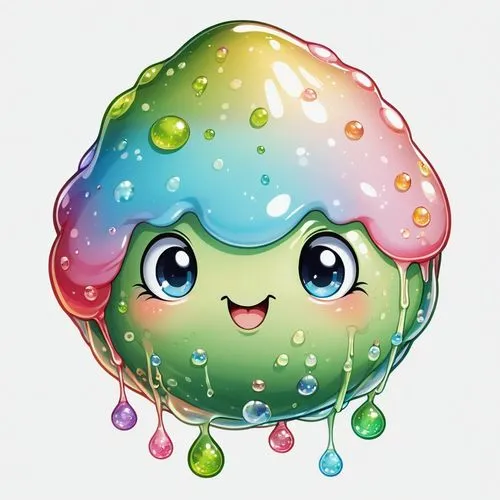 rainbo,watercolor macaroon,three-lobed slime,rainbow background,slimes,bath ball,Illustration,Abstract Fantasy,Abstract Fantasy 11