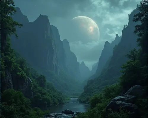 fantasy landscape,valley of the moon,lunar landscape,huangshan,mountainous landscape,fantasy picture,Photography,General,Realistic