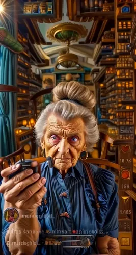 elderly lady,shopkeeper,computer art,grandmother,switchboard operator,old woman,girl at the computer,woman holding a smartphone,grandma,elderly person,pensioner,granny,watchmaker,woman holding pie,motherboard,telephone operator,computer addiction,man with a computer,organist,clockmaker