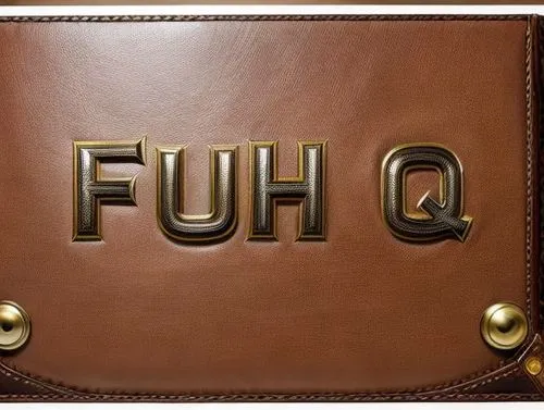 FUH Q,an alphabet design on a brown leather case,fumio,fudoh,furo,fubu,fuyu,aflq,Realistic,Fashion,Luxury And Sophistication