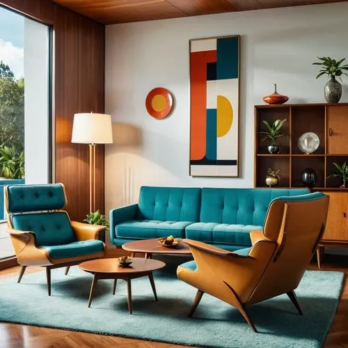 mid century modern,mid century,mid century house,mid century sofa,modern decor,contemporary decor,modern living room,living room,sofa set,teal and orange,livingroom,apartment lounge,turquoise leather,sitting room,interior design,interior modern design,chaise lounge,interior decor,family room,the living room of a photographer,Photography,General,Realistic