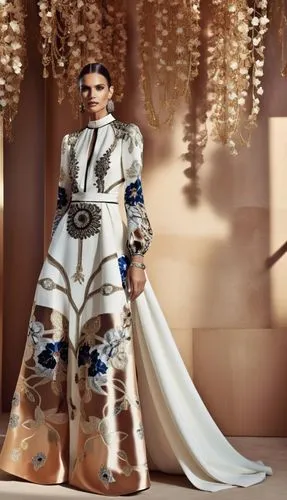 Fashion show ,a woman in a white dress standing next to a wall,matador,ahlam,suit of the snow maiden,tahiliani,balmain,imperial coat,Photography,General,Realistic