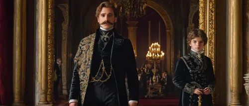 napoleon iii style,athos,four poster,imperial coat,the victorian era,victorian style,four-poster,grand duke of europe,three masted,monarchy,prussian,tyrion lannister,orders of the russian empire,versailles,ornate,grand duke,gothic portrait,the emperor's mustache,mother and father,the crown,Art,Classical Oil Painting,Classical Oil Painting 12