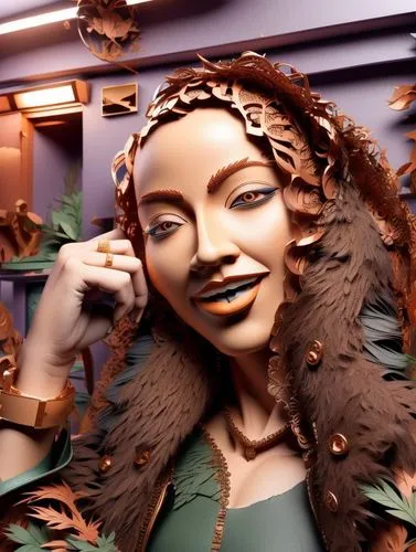 scrap sculpture,wood elf,wooden mannequin,wood carving,brazil carnival,wood art,png sculpture,allies sculpture,artist's mannequin,woman sculpture,3d fantasy,girl in a wreath,carved wood,terracotta,dryad,made of wood,paper art,3d render,the carnival of venice,basler fasnacht