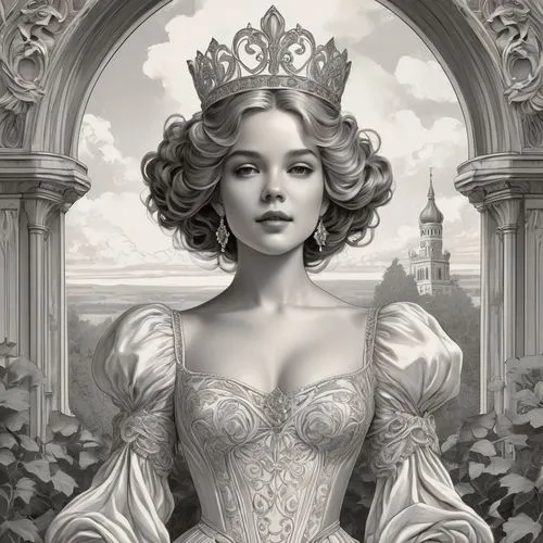 queen anne,victoriana,noblewoman,victorian lady,peignoir,imperial crown,Illustration,Retro,Retro 08