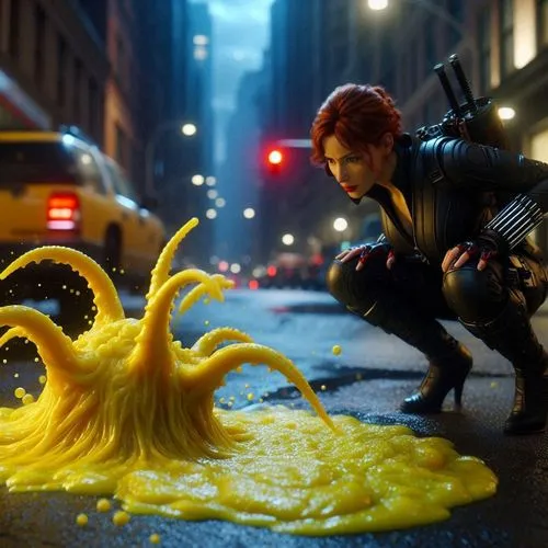 background,venom,butter melting,electro,hair gel,venomous,kraken,calamari,xmen,strozzapreti,cgi,tentacles,cinema 4d,cg artwork,banana peel,macaroni,cg,yellow mustard,polenta,x-men,spaghetti