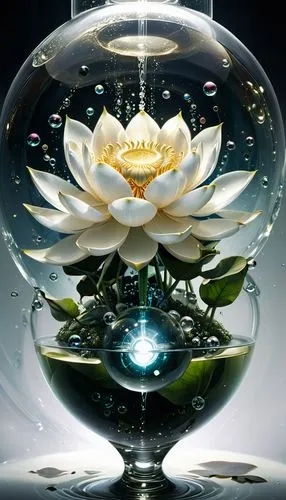 water lotus,flower of water-lily,water flower,crystal ball-photography,lotus art drawing,lotus blossom,Conceptual Art,Fantasy,Fantasy 11