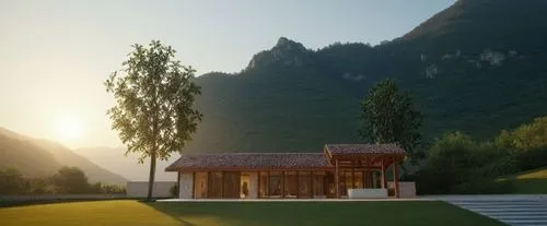 luxury villa design , ตั้งอยู่ที่ภูเขา , เวลาเช้า , มีเด็กวิ่ง,house in the mountains,amanresorts,house in mountains,lefay,feng shui golf course,home landscape,passivhaus,summer house,beautiful home,c