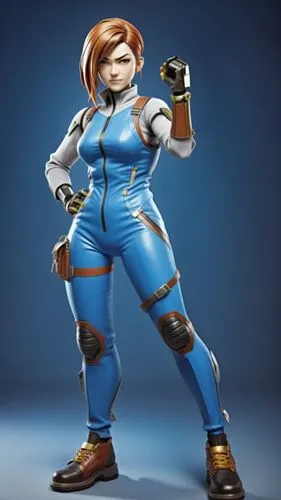 all rendered in 3d, anime style head, with punk haircut with side shave, with exposed ears and a big smile, futuristic suit,the machanic hero in a blue and white outfit,sportacus,brigette,sakazaki,gar