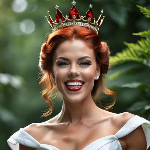 a lady wearing a crown and red lips,desislava,vergara,teela,tiara,titleholder,aliona,Photography,General,Realistic