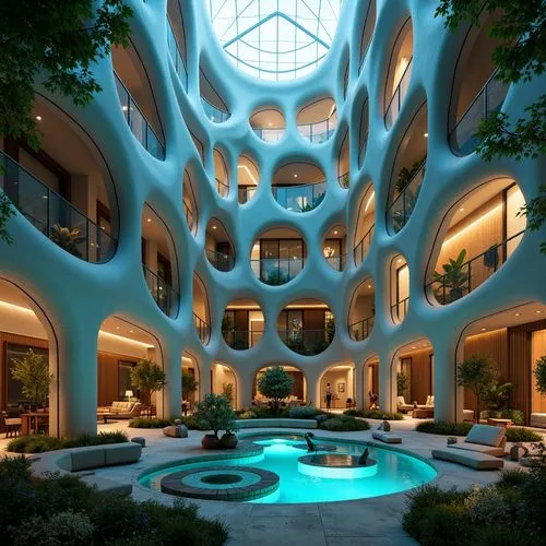 futuristic architecture,masdar,atrium,largest hotel in dubai,3d rendering,hotel w barcelona,interlace,hotel complex,intercontinental,luxury hotel,cubic house,building honeycomb,rotana,atriums,apartments,mahdavi,modern architecture,arcology,hotel riviera,apartment block