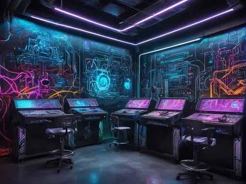 sci fi surgery room,computer room,game room,cyberpunk,creative office,cyber,ufo interior,the server room,neon human resources,modern office,control center,working space,computer workstation,laboratory,the boiler room,engine room,cyberspace,dream factory,spaceship space,lab,Conceptual Art,Graffiti Art,Graffiti Art 07