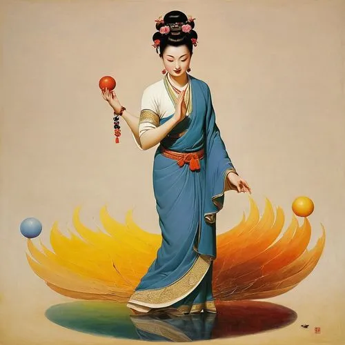 kuanyin,guanyin,vajrayana,kuangyin,benzaiten,padmasambhava,dakini,geiko,jianyin,geisha girl,diabolo,avalokiteshvara,vajrasattva,geisha,kunqu,oriental painting,nembutsu,rongfeng,bodhisattva,juggler,Illustration,Retro,Retro 10