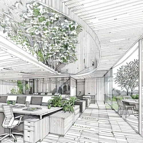 highlight the sustainable materials alone,garden design sydney,breakfast room,garden elevation,archidaily,dining room,3d rendering,pergola,modern office,winter garden,eco hotel,garden white,greenhouse