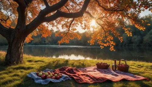 picnic,autumn idyll,picnicking,autumn morning,autumn background,picnic basket,Photography,Artistic Photography,Artistic Photography 02