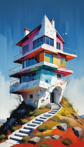 dunes house,cube house,cubic house,holiday motel,housetop,house painting,beach house,sky apartment,syringe house,crooked house,hilltop,floating island,apartment house,apartment block,seaside resort,beachhouse,house of the sea,apartment building,holiday home,motel,Art,Artistic Painting,Artistic Painting 24