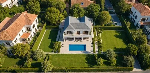 this aerial view shows an expansive estate, surrounded by trees and lawn,bendemeer estates,villa,private estate,villas,mansion,aerial view,Photography,General,Natural