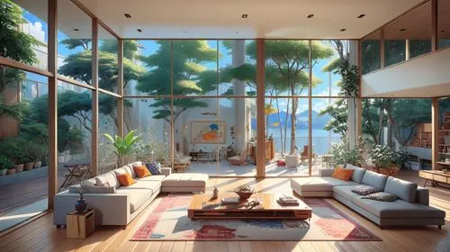 sunroom,modern living room,penthouses,living room,luxury home interior,livingroom,interior modern design,sky apartment,modern room,loft,beautiful home,great room,conservatory,apartment lounge,home interior,interior design,sitting room,modern decor,tropical house,florida home,Anime,Anime,Realistic