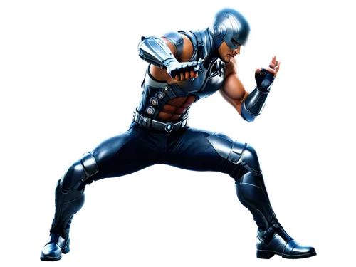 Epic action hero, muscular man, dynamic pose, futuristic armor, metallic silver, leather gloves, intense facial expression, dramatic lighting, cinematic composition, low-angle shot, powerful muscles, 