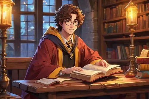 scholar,hogwarts,librarian,potter,harry potter,bookworm,wizard,academic,albus,magic book,magus,rowan,professor,tutor,apothecary,wizardry,hamelin,tutoring,magistrate,academic dress,Illustration,Japanese style,Japanese Style 03