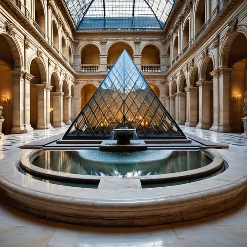 louvre museum,louvre,glass pyramid,musée d'orsay,glyptotek,floor fountain,atriums,atrium,glass roof,orangerie,archly,marble palace,the center of symmetry,hearst,palais de chaillot,gallerie,versailles,sackler,reflecting pool,glasshouse,Conceptual Art,Sci-Fi,Sci-Fi 01