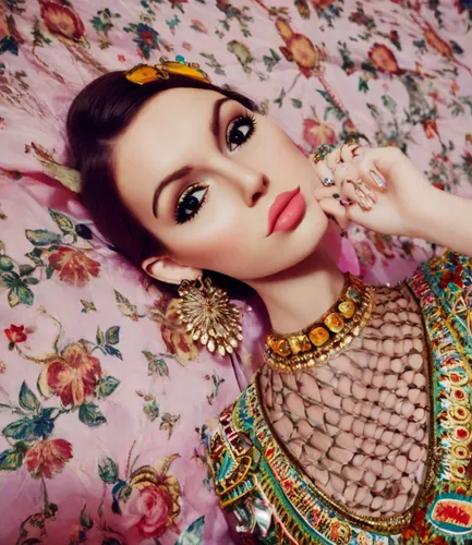 jeweled,oriental princess,vintage makeup,ethnic design,orientalism,embellished,oriental girl,vintage floral,ethnic,vintage woman,jewels,vintage fashion,jewellery,geisha girl,exotic,vogue,retouching,re