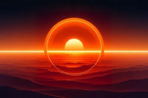 Outpaint smoothly with orange colors and black.No sudden changes in contrast and color.,an orange sunset that is in the sky,portal,soundcloud logo,garrison,defence,orb,defense