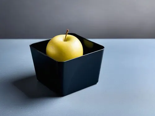 a black vase with an apple inside sitting on a table,golden apple,apple design,apple logo,basket with apples,apple desk,piece of apple