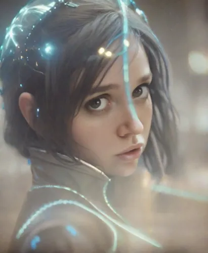 valerian,cg artwork,cyborg,ai,nova,eris,elf,katniss,aurora,luminous,fantasia,violet head elf,echo,elsa,the enchantress,visual effect lighting,humanoid,bjork,andromeda,pixie